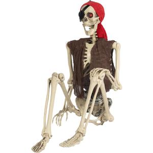 Hourleey 5 FT Halloween Skeletons Decoration, Life Size Full Body Bones Skeletons with Posable Joints, Halloween Pose Skeleton Decorations for Indoor Outdoor Party Haunted House Decor