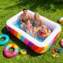Kids Splash Pool Inflatable 74" Rectangular, Large BPA-Free PVC Kiddie Pool with Drain Plug for Ages 3-12
