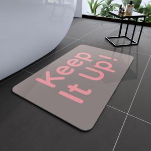 Bath Mat, Bathroom Mat Rugs Super Absorbent Shower Mats Non Slip Quick Dry Thin Rubber Mats for Bathroom Floor Fit Under Door, Shower Rug for Bathtub, Shower, Beige (2'3" x 1'5" (Rectangular), Rectangle Pink-grey)