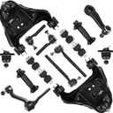 Front Upper Control Arms w/Ball Joints + Sway Bars + Tie Rods for Chevy Blazer 98-05, GMC Sonoma 98-04, Jimmy 98-01, Oldsmobile Bravada 99-01, 4WD Suspension Kit K640176 K90355 K90357 K90715 14PCS