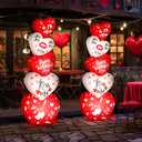 Fourluoo 2 Pcs 5.3ft Valentines Day Inflatable Heart Outdoor Yard Decoration Blow up Heart Yard Decor with LED Lights Romantic Sweet Hearts for Valentine's Day Party Indoor Garden Lawn Porch Decor