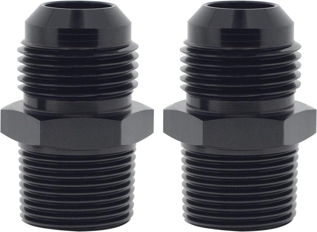 VehiMata 4AN Male Flare to 1/8 NPT Straight Pipe Fitting Adapter Union Connector Aluminum Black 2PCS