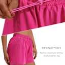 PINSPARK Athletic Shorts for Women High Waisted Workout Short 2 in 1 Running Shorts Gym Shorts with Zipper Pockets (Pink, S)