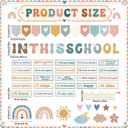 6 x 72Pcs Boho Affirmation Bulletin Board Set Motivational Paper Cutouts for Classroom Decorations in This School Bulletin Board Boho Inspirational Rainbow Wall Decors for School Home Classroom Decor, Mix