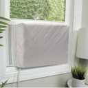 HOXHA Indoor Air Conditioner Cover for Window Units,Double Insulation Anti-Rust Adjustable Inside Window AC Cover with Free Elastic Straps