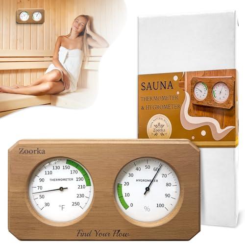 Zoorka Fahrenheit Sauna Thermometer and Hygrometer 2-in-1, Handcrafted from Canadian Red Cedar Wood, Professional-Grade Sauna Accessories for Sauna & Home Spa