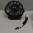SWEETFULL 6.5 Inch USB Small Desk Fan, 3 Speeds Quiet Portable Desktop Table Fan, 360 Adjustment Personal Mini Fan for Home Office Car Outdoor Travel (Black wood grain)