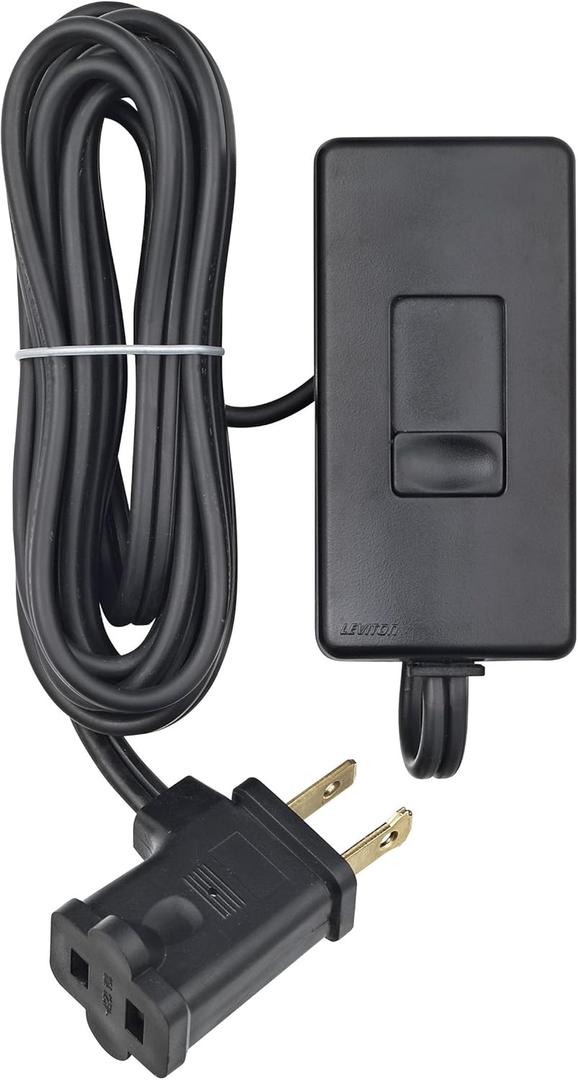 Leviton Table Top Plug in Lamp Dimmer for Dimmable LED, Halogen and Incandescent Bulbs, TBL03-10E, Black