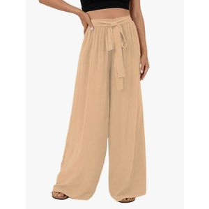 Dokotoo Womens High Waist Wide Leg Pants Flowy Casual Loose Spring Summer Solid Trousers with Pocket XXL