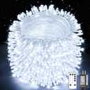 Christmas Lights String Outdoor Indoor, Xmas Tree Decorations Lights, Plug in Twinkle Fairy Light with Remote Timer Dimmable for Room Yard Holiday Party Wedding Decor (Cold White, 403FT 1200 LED)