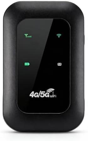 LICAEVEY 4G Portable WiFi Hotspot, 300Mbps High Speed Mobile Router with SIM Card Slot and Indicator Display, 10h Battery for Travel, Supports 10 Devices, for Travel, Home, Gaming
