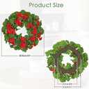 Briful 24 Inch Realistic Artificial Geranium Wreath with Red Silk Flowers and Green Plastic Leaves, Premium PVC Grapevine Base, Indoor Outdoor Front Door Garden Wall Decor