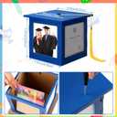 Menkxi 2026 Wooden Graduation Card Box Holder for Party with Picture Frame Graduation Cap Shaped Gift Card Box Decorations with Tassel for Grad College Party Favors(Blue)