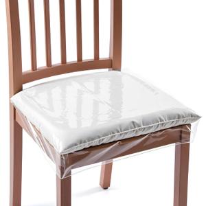 4 Pack Plastic Chair Seat Covers, Adjustable Clear PVC Seat Covers for Dining Room Chairs, Waterproof Plastic Chairs Cover, Removable and Washable Kitchen Dining Chair Protector (18"D x 18"W x 4.9"H)