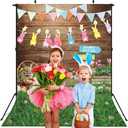 4 x Easter Backdrops for Photography 5x7FT Spring Flower Rabbit Egg Green Grass Wooden Wall Background Kids Newborn Easter Party Decorations Portrait Photo Props