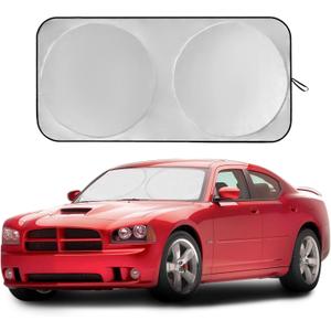 Vepagoo Car Windshield Sun Shade Window Cover Shade Interior Sun Protection Curtain 59inX29in, UV Rays and Sun Heat Protector, Keep The Car Interiors Cool, Prevents Dashboard Fade and Crack (Small/Classic59"x29", Silver)