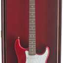 DisplayGifts 42" Electric Guitar Display Case Cabinet Shadow Box with Guitar Hanger Stand, Lockable UV Protection Red Felt Interior with Mahogany Finish Frame