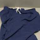 Summer Pants Women Full Length Pants Fashion Ladies Summer Casual Loose Cotton and Linen High Waisted Trousers Solid Color Drawstring Elastic Waist Loose Long Pants with Pocket Blue, M