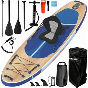 11' x 34" Inflatable Paddle Board for Adults Youth | Extra Wide SUP with Non-Slip Deck, Removable Seat | Stable for 2-3 People, Family Water Sports, Includes Premium Accessories