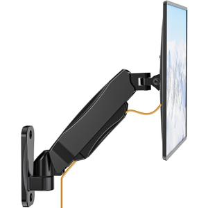 WALI Monitor Wall Mount 27+ inch, Wall Mount Monitor Arm Fits 1 Screen up to 32 inch, Single Monitors Mount Holds up to 19.8lbs, Monitors Arm Max Extension 13.4 inch,(GSWM001S), Black