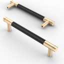 Asidrama 10 Pack 5 Inch(128mm) Matte Black Cabinet Pulls Knurled Cabinet Handles Gold Cupboard Handles Kitchen Cabinet Hardware for Cupboard Drawer Pulls (5" Hole Center)