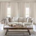 96 Inch Living Room Curtains Natural Taupe Linen Pleated Drapes Back Tab Ceiling Track 8ft Light Filtering Privacy Rustic Cabin Farmhouse Sheer Window Curtain Decor Design for Bedroom 2 Panels Set