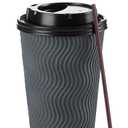 Disposable Coffee Cups with Lids and Straws - 16 oz (90 Set) Togo Hot Paper Coffee Cup with Lid To Go for Beverages Espresso Tea Insulated Reusable Cold Drinks Ripple Cups Protect Fingers From Heat