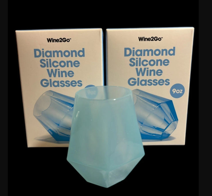 Wine2Go Diamond Silicone Wine Glasses 9oz Pack of 2