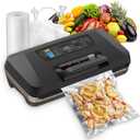 WubbaLubba 95kpa Vacuum Sealer for Food, Automatic Food Sealing Machine with Easy-Lock, Integrated Cutter & Starter Kits for Food Storage Preservation