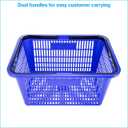 SSWBasics Blue Plastic Shopping Basket with Handles - Essential Shopping Baskets for Retail Store Use, Durable and Convenient Shopping Baskets for Customers