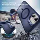 ADDIT Magnetic Phone Case for iPhone 16 - Military-Grade Translucent Matte Back with Built-in Camera Stash Stand - Royal Blue