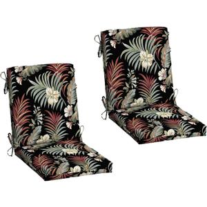 Arden 2-Pack Outdoor Patio Dining Chair Cushion, 20x44, Rain-Proof Seat Pad, Fade-Resistant Outdoor Cushion Simone Black Tropical