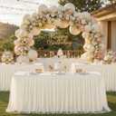 Ivory Tulle Tablecloth for 6 Foot Rectangular Tables 6ft Ivory Table Cloth Rectangle Wrinkle Free Table Cover with Tutu Skirt for Wedding Birthday Party Bridal Shower Banquet Buffet Cake Cocktail