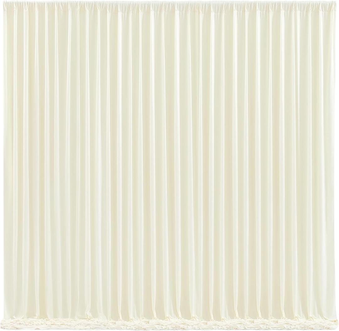 Wish Care Ivory Backdrop Curtains 4 Panels - Wrinkle-Free Polyester Photography Drapes for Wedding, Baby Shower, Birthday Party & More - 16 X10FT (Ivory)
