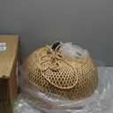 Bamboo Large Plug in Pendant Light with 14ft Handmade Woven Light Cord, Dimmable Switch, Rustic Basket Hanging Lamp for Bedroom Kitchen Island Farmhouse Dining Room Living Room,17.8 inch Width