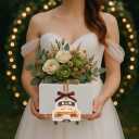 2 x 2025 Just Married Ornament, Mr and Mrs Wedding Gifts for Couples, Wooden Hanging Newlywed Decoration, Bride and Groom First Christmas Married Ornament, Bridal Shower Gift (Orange 2025)