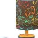 Bedside Table Lamp Video Game Nightstand Lamp with Wood Gaming Gamer Colorful Desk Lamps for Bedroom Living Room Nursery Office Home Decor