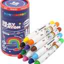 Lebze 12 Colors Toddler Crayons, Non Toxic Silky, Jumbo Washable Baby Coloring Tool, Large Size for Kids and Children, Safe Art School Supplies for Boys & Girls Flower Monaco