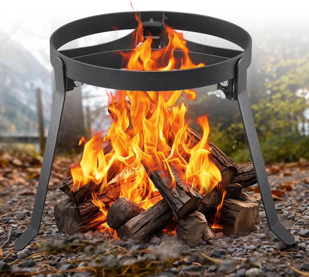 Campfire Tripod for Cooking, Outdoor Camp Fire Cooking Equipment for Dutch Oven Tripod, Portable and Foldable Fire Pit Stand, Heavy Duty Cooking Tripod