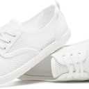 THATXUAOV Women's Breathable Mesh Tennis Shoes - Lightweight Low Top Lace-Up Canvas White Sneakers for Casual Walking, Sports, and Everyday Comfort (9)