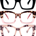 REAVEE Oversized Square Reading Glasses Oprah Style for Women, Blue Light Blocking Large Frame Computer Readers Spring Hinge