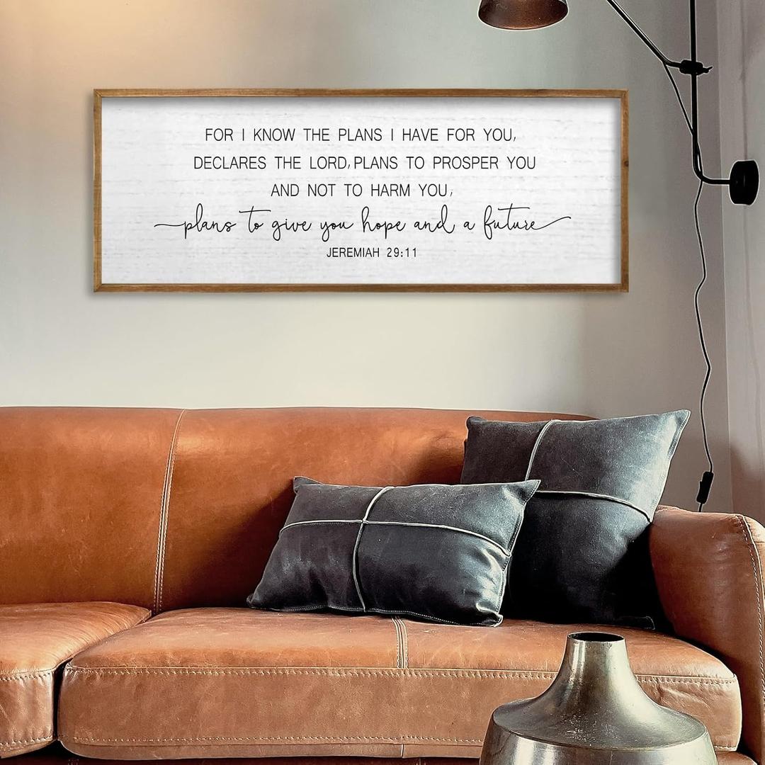 TQianJiang Bible Verse Wall Art Jeremiah 29:11 32"12" Christian Inspirational Quotes Decor For I Know The Plans I Have For You Large Scripture Religious for Living Room Office Wall Hanging (Wood)