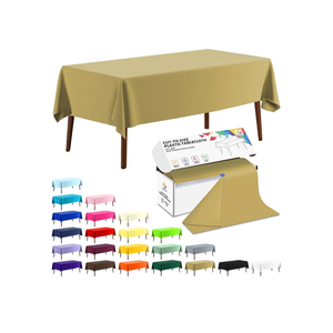 CXPSINC 54 Inch X 300 Feet Plastic Table Cover Roll Disposable Tablecloth with Slide Cutter for All Type/Shape Tables | Party, Banquet, Birthdays, Weddings(Gold, 300 Feet