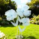 WARMALL 3PCS Giant Flowers for Decoration, 5.9Ft Large Artificial Silk Flower with Stems and Stands, Wedding Party Banquet Graduation Home Garden Shop Window Photography Props Background DecorBlue
