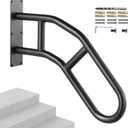 VEVOR Handrails for Outdoor Steps, 29" Length Wall Mount Safety Railings for 1-3 Steps, U-Shaped Handrail with Matte Black Finished, Stair Handrails for Kids, Elderly, Pregnant Women, Disabled