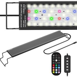24/7 LED Aquarium Light with Remote for 36-46 Inch Plant & Fish Tank IP68, 12-Color & Gradient & Full Spectrum Light with Timer, Auto On/Off, Brightness, Extendable Brackets for Freshwater