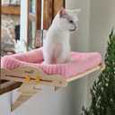 Large Hanging Cat Window Perch & Seat - Sturdy Solid Wood Frame, Easy to Adjust Hammock Bed with Padded Enclosure | for Windowsill & Shelf | Beds for Inside Cats, Indoor Cats & Small Dogs