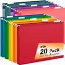 ViVin 20 Pack Letter Size Hanging File Folders with 20 Per Box, 1/5-Cut Adjustable Tabs, 1 Inch Expansion, Hanging Folders Designed for Office Bulky Files, Filing Cabinets(Multicolored)
