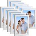 HappyHapi 4x6 Picture Frames Set of 10, Tabletop or Wall Display Pictures 3.5x5 with Mat or 4x6 Without, Multi Photo Frames Collage (White)
