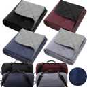 Tranqun 4 Pcs Large Outdoor Blanket 78'' x 55'' Quilted Windproof Waterproof Fleece Sandproof Stadium Foldable Warm Blanket for Camping Picnic Sporting Events Cold Weather (Classic Color)